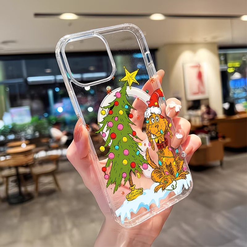 Apple Iphone 15 Pro Max - Kerstfeestje met puppythema Transparante Telefoonhoesje voor