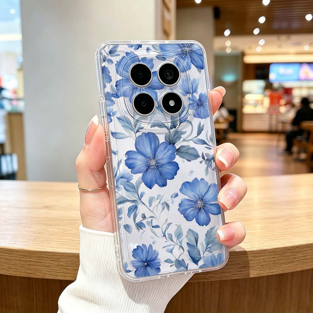 Blauwe aquarel bloemenpatroon  - Xiaomi Poco X6 recensie en prijs